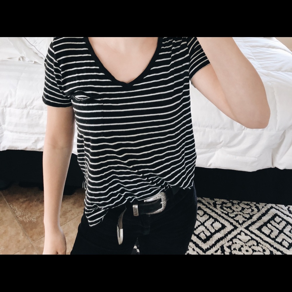 black and white striped t shirt